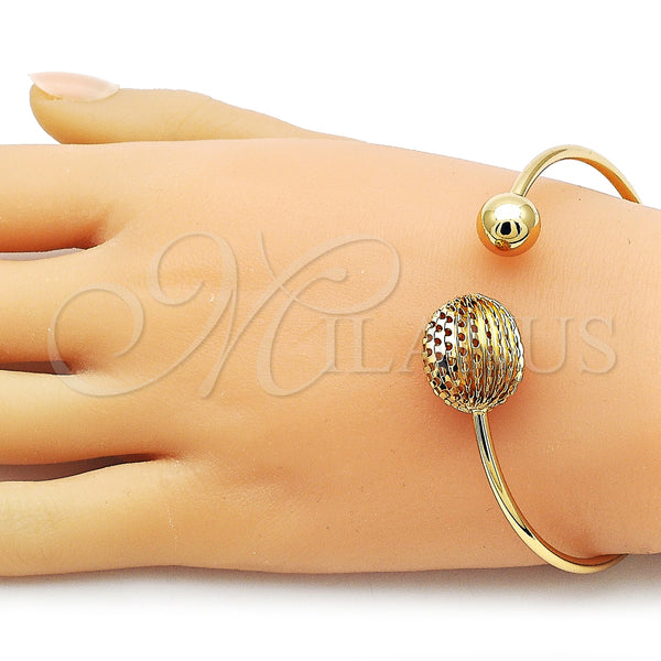 Gold Filled Jewelry — Individual Bangle Ball Design Diamond Cutting 07. Thickness — alternate product view — SKU 162740 | Oro Laminado joyería — Individual Bangle Ball diseño Diamond Cutting 07. Thickness — SKU 162740