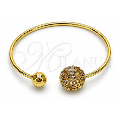 Oro Laminado Individual Bangle, Gold Filled Style Ball Design, Diamond Cutting Finish, Golden Finish, 07.282.0056 (Thickness, One size fits all)