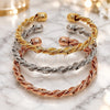 Oro Laminado Trio Bangle, Gold Filled Style Twist Design, Polished, Tricolor, 07.282.0057 (06 MM Thickness, One size fits all)