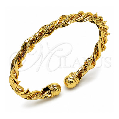 Oro Laminado Individual Bangle, Gold Filled Style Twist Design, Polished, Golden Finish, 07.282.0058 (06 MM Thickness, One size fits all)