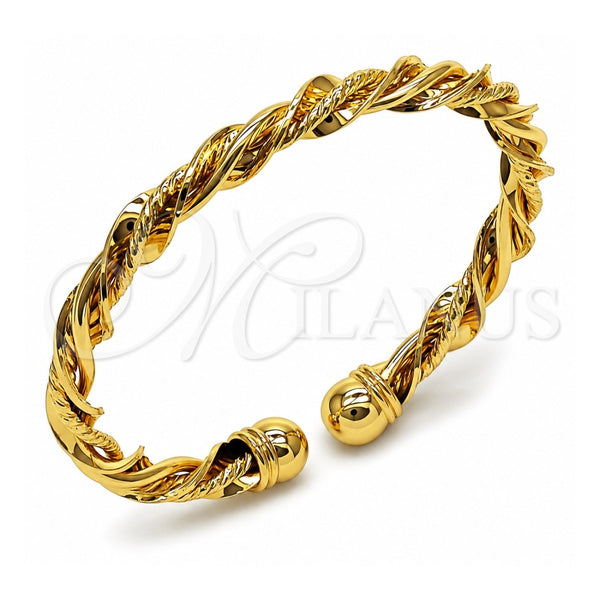 Oro Laminado Individual Bangle, Gold Filled Style Twist Design, Polished, Golden Finish, 07.282.0058 (06 MM Thickness, One size fits all)