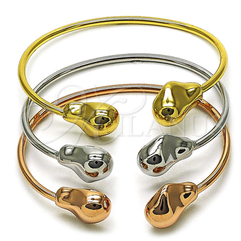 Oro Laminado Trio Bangle, Gold Filled Style Polished, Tricolor, 07.282.0059 (Thickness, One size fits all)