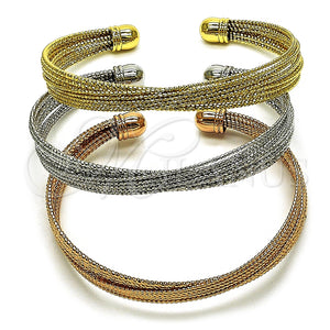 Gold Filled Jewelry — Trio Bangle Twist Design Diamond Cutting Tricolor 07. — main product view — SKU 162744 | Oro Laminado joyería — Trio Bangle Twist diseño Diamond Cutting Tricolor 07. — SKU 162744