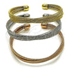 Oro Laminado Trio Bangle, Gold Filled Style Twist Design, Diamond Cutting Finish, Tricolor, 07.282.0060 (Thickness, One size fits all)