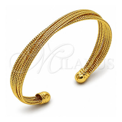 Oro Laminado Individual Bangle, Gold Filled Style Twist Design, Diamond Cutting Finish, Golden Finish, 07.282.0061 (Thickness, One size fits all)