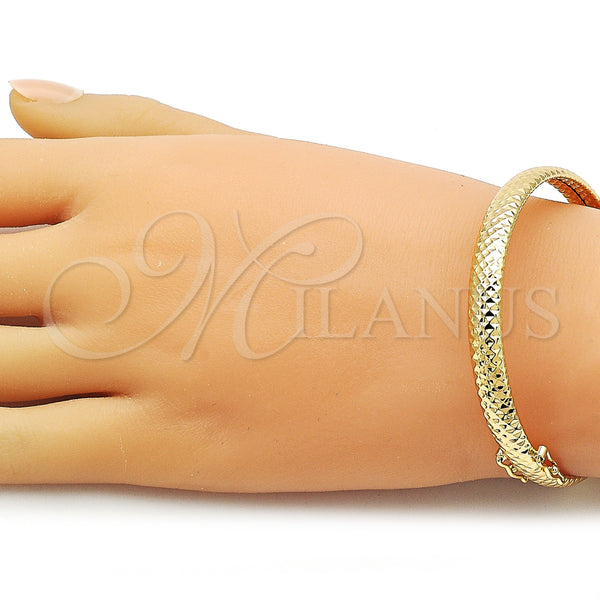 Gold Filled Jewelry — Individual Bangle Hollow Design Diamond Cutting 07. Thickness — alternate product view — SKU 162747 | Oro Laminado joyería — Individual Bangle Hollow diseño Diamond Cutting 07. Thickness — SKU 162747