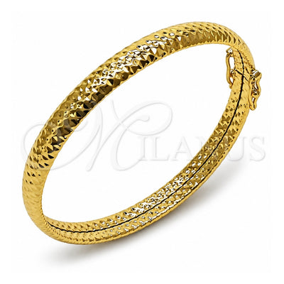 Oro Laminado Individual Bangle, Gold Filled Style Hollow Design, Diamond Cutting Finish, Golden Finish, 07.282.0063.04 (Thickness, Size 4 (2.25 Diameter))