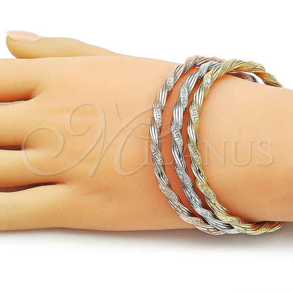 Gold Filled Jewelry — Trio Bangle Twist and Greek Key Design Polished — alternate product view — SKU 162748 | Oro Laminado joyería — Trio Bangle Twist and Greek Key diseño pulido — SKU 162748