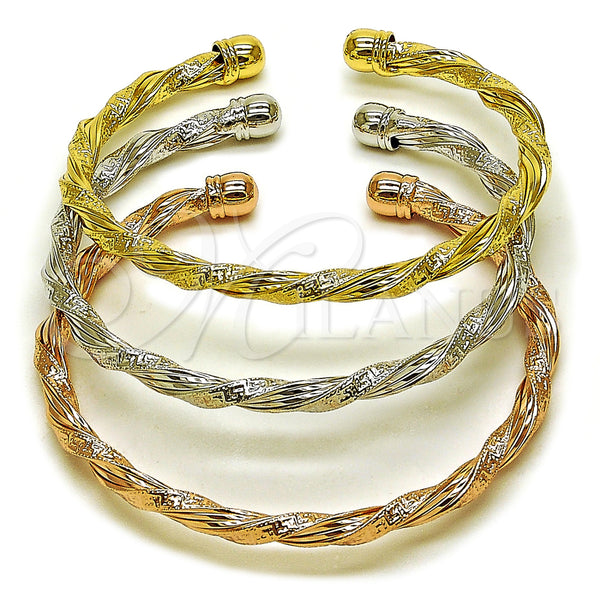 Gold Filled Jewelry — Trio Bangle Twist and Greek Key Design Polished — main product view — SKU 162748 | Oro Laminado joyería — Trio Bangle Twist and Greek Key diseño pulido — SKU 162748