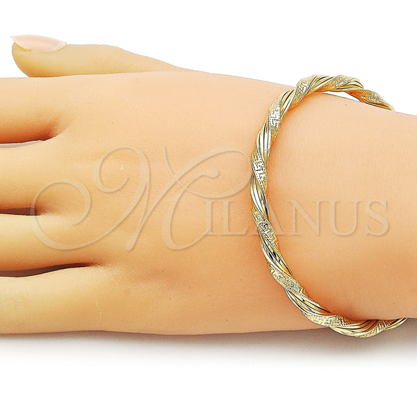 Gold Filled Jewelry — Individual Bangle Twist and Greek Key Design Polished — alternate product view — SKU 162749 | Oro Laminado joyería — Individual Bangle Twist and Greek Key diseño pulido — SKU 162749