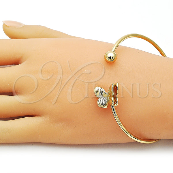 Gold Filled Jewelry — Individual Bangle Butterfly and Ball Design Polished 07. — alternate product view — SKU 162751 | Oro Laminado joyería — Individual Bangle mariposa and Ball diseño pulido 07. — SKU 162751