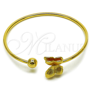 Gold Filled Jewelry — Individual Bangle Butterfly and Ball Design Polished 07. — main product view — SKU 162751 | Oro Laminado joyería — Individual Bangle mariposa and Ball diseño pulido 07. — SKU 162751