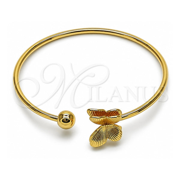 Oro Laminado Individual Bangle, Gold Filled Style Butterfly and Ball Design, Polished, Golden Finish, 07.282.0067 (Thickness, One size fits all)