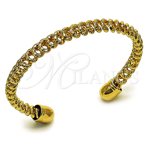 Oro Laminado Individual Bangle, Gold Filled Style Twist Design, Diamond Cutting Finish, Golden Finish, 07.282.0069 (Thickness, One size fits all)