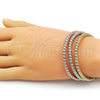 Oro Laminado Trio Bangle, Gold Filled Style Twist Design, Matte Finish, Tricolor, 07.282.0071 (Thickness, One size fits all)