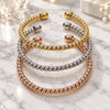Oro Laminado Trio Bangle, Gold Filled Style Twist Design, Matte Finish, Tricolor, 07.282.0071 (Thickness, One size fits all)