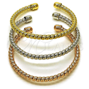 Gold Filled Jewelry — Trio Bangle Twist Design Matte Tricolor 07. Thickness — main product view — SKU 162755 | Oro Laminado joyería — Trio Bangle Twist diseño Matte Tricolor 07. Thickness — SKU 162755