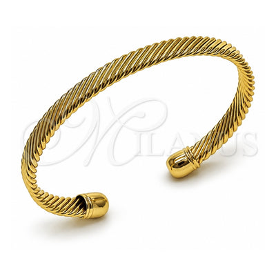 Oro Laminado Individual Bangle, Gold Filled Style Twist Design, Polished, Golden Finish, 07.282.0072 (06 MM Thickness, One size fits all)