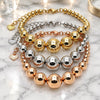Oro Laminado Fancy Bracelet, Gold Filled Style Ball and Hollow Design, Polished, Tricolor, 03.282.0008.07 (14 MM Thickness, 8 Inches Length)