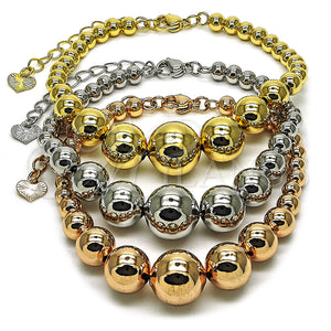 Gold Filled Bracelet — Fancy Bracelet Ball and Hollow Design Polished Tricolor — main product view — SKU 162757 | Oro Laminado brazalete — elegante Bracelet Ball and Hollow diseño pulido Tricolor — SKU 162757