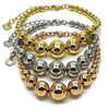 Oro Laminado Fancy Bracelet, Gold Filled Style Ball and Hollow Design, Polished, Tricolor, 03.282.0008.07 (14 MM Thickness, 8 Inches Length)