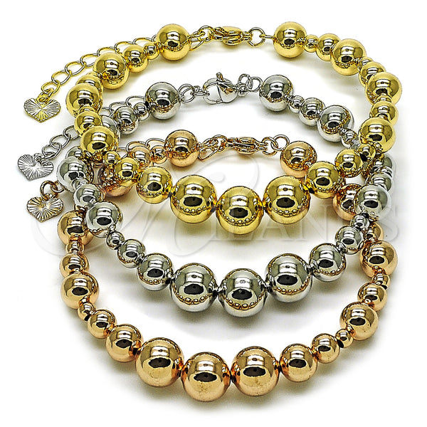 Gold Filled Bracelet — Fancy Bracelet Ball and Hollow Design Polished Tricolor — main product view — SKU 162761 | Oro Laminado brazalete — elegante Bracelet Ball and Hollow diseño pulido Tricolor — SKU 162761