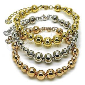 Gold Filled Bracelet — Fancy Bracelet Ball and Hollow Design Polished Tricolor — main product view — SKU 162761 | Oro Laminado brazalete — elegante Bracelet Ball and Hollow diseño pulido Tricolor — SKU 162761