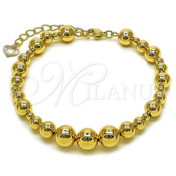 Oro Laminado Fancy Bracelet, Gold Filled Style Ball and Hollow Design, Polished, Golden Finish, 03.282.0013.08