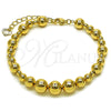 Oro Laminado Fancy Bracelet, Gold Filled Style Ball and Hollow Design, Polished, Golden Finish, 03.282.0013.08