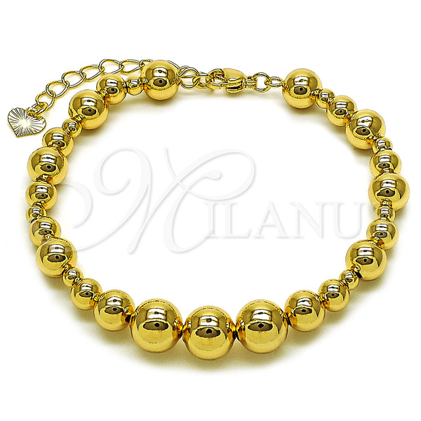 Oro Laminado Fancy Bracelet, Gold Filled Style Ball and Hollow Design, Polished, Golden Finish, 03.282.0013.08 (10 MM Thickness, 8 Inches Length)