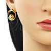 Oro Laminado Stud Earring, Gold Filled Style Ball Design, Polished, Golden Finish, 02.282.0093