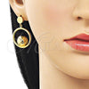 Oro Laminado Dangle Earring, Gold Filled Style Ball Design, Polished, Golden Finish, 02.282.0094