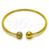 Oro Laminado Individual Bangle, Gold Filled Style Ball Design, with White Cubic Zirconia, Polished, Golden Finish, 07.282.0075
