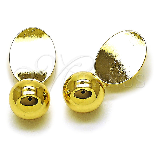 Oro Laminado Dangle Earring, Gold Filled Style Ball Design, Polished, Golden Finish, 02.282.0096