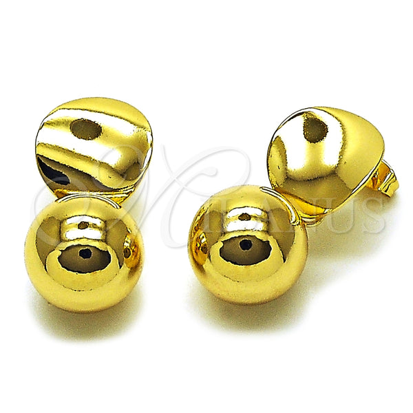 Oro Laminado Dangle Earring, Gold Filled Style Ball Design, Polished, Golden Finish, 02.282.0097