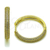Oro Laminado Huggie Hoop, Gold Filled Style with White Cubic Zirconia, Polished, Golden Finish, 02.282.0100.30