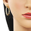 Oro Laminado Huggie Hoop, Gold Filled Style with White Cubic Zirconia, Polished, Golden Finish, 02.282.0100.30