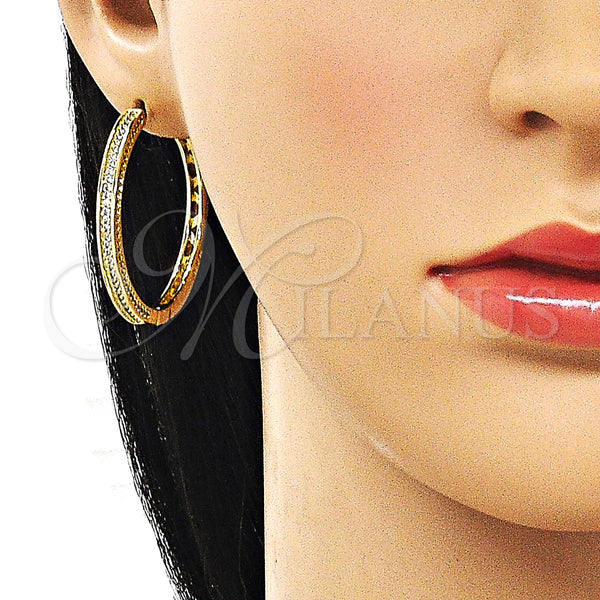 Gold Filled Hoop Earrings — Huggie Hoop with White Micro Pave Polished 02. — alternate product view — SKU 162775 | Oro Laminado aretes de aro — Huggie Hoop with blanco Micro Pave pulido 02. — SKU 162775