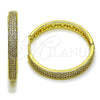 Oro Laminado Huggie Hoop, Gold Filled Style with White Micro Pave, Polished, Golden Finish, 02.282.0102.35