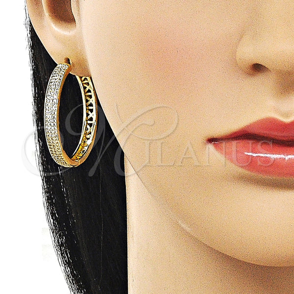 Gold Filled Hoop Earrings — Huggie Hoop with White Micro Pave Polished 02. — alternate product view — SKU 162776 | Oro Laminado aretes de aro — Huggie Hoop with blanco Micro Pave pulido 02. — SKU 162776