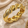Oro Laminado Individual Bangle, Gold Filled Style Twist Design, Polished, Golden Finish, 07.307.0045.05 (Thickness, Size 5 (2.50 Diameter))