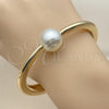 Oro Laminado Individual Bangle, Gold Filled Style Ball Design, with Ivory Pearl, Polished, Golden Finish, 07.307.0063.04 (16 MM Thickness, Size 4 (2.25 Diameter))