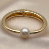 Oro Laminado Individual Bangle, Gold Filled Style Ball Design, with Ivory Pearl, Polished, Golden Finish, 07.307.0063.04 (16 MM Thickness, Size 4 (2.25 Diameter))