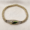 Oro Laminado Fancy Bracelet, Gold Filled Style San Judas and Belt Buckle Design, with White Cubic Zirconia, Polished, Tricolor, 03.411.0080.08 (Thickness, 8 Inches Length)