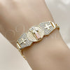 Oro Laminado Fancy Bracelet, Gold Filled Style San Benito and Figaro Design, with White Cubic Zirconia, Polished, Tricolor, 03.411.0082.07 (Thickness, 8 Inches Length)
