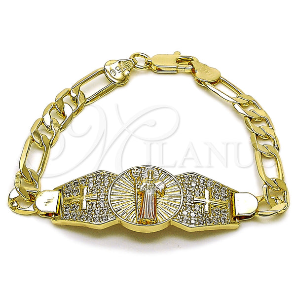 Gold Filled Bracelet — Fancy Bracelet San Benito and Figaro Design with — main product view — SKU 162817 | Oro Laminado brazalete — elegante Bracelet San Benito and Figaro diseño with — SKU 162817