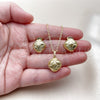 Oro Laminado Earring and Pendant Adult Set, Gold Filled Style Diamond Cutting Finish, Golden Finish, 10.379.0097