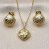Oro Laminado Earring and Pendant Adult Set, Gold Filled Style Diamond Cutting Finish, Golden Finish, 10.379.0097