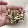 Oro Laminado Earring and Pendant Adult Set, Gold Filled Style Lock Design, Polished, Golden Finish, 10.379.0099