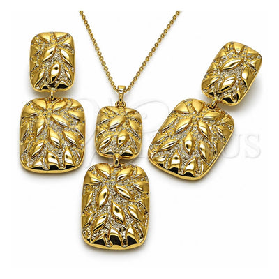 Oro Laminado Earring and Pendant Adult Set, Gold Filled Style Polished, Golden Finish, 10.379.0100